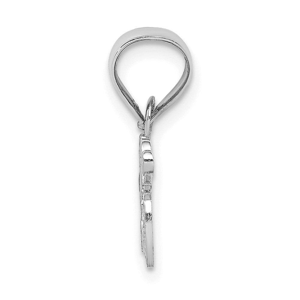 14K White Gold Mom With Heart Pendant