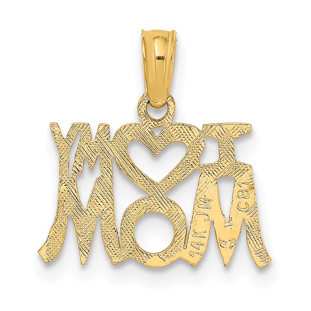 14K Yellow Gold I Heart My Mom Charm