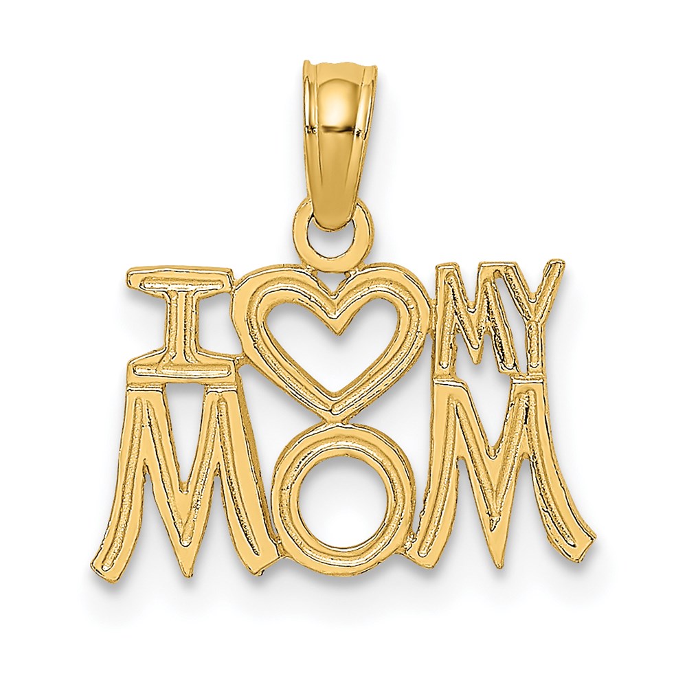 14K Yellow Gold I Heart My Mom Charm