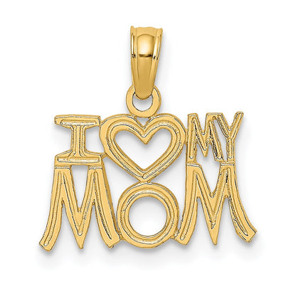 14K Yellow Gold I Heart My Mom Charm