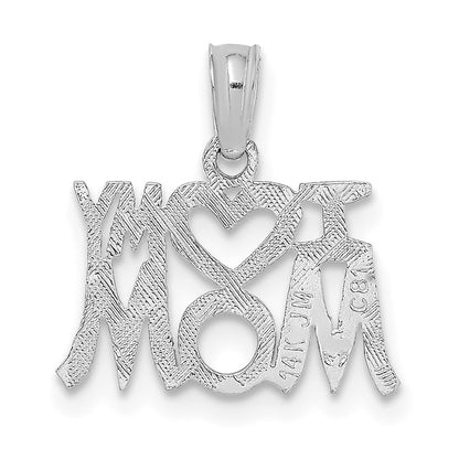 14K White Gold I Heart My Mom Pendant