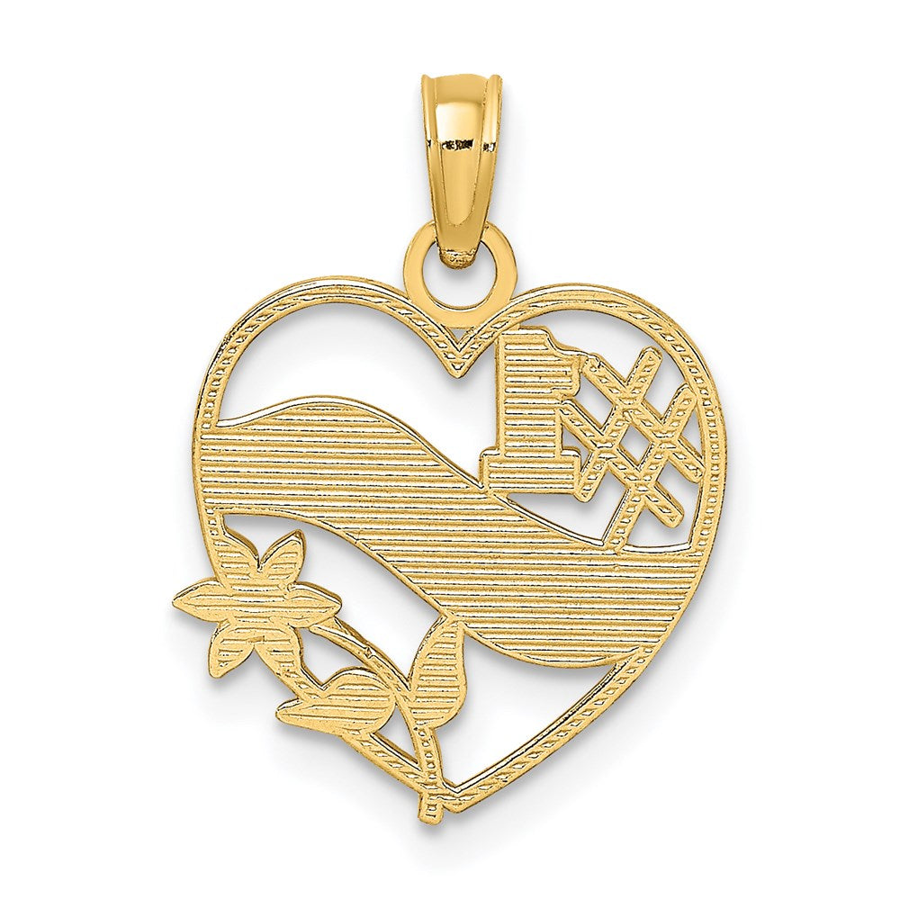 14K Yellow Gold #1 Mother In Heart Frame Charm