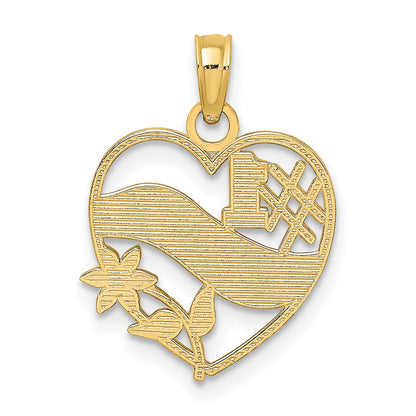 14K Yellow Gold #1 Mother In Heart Frame Charm