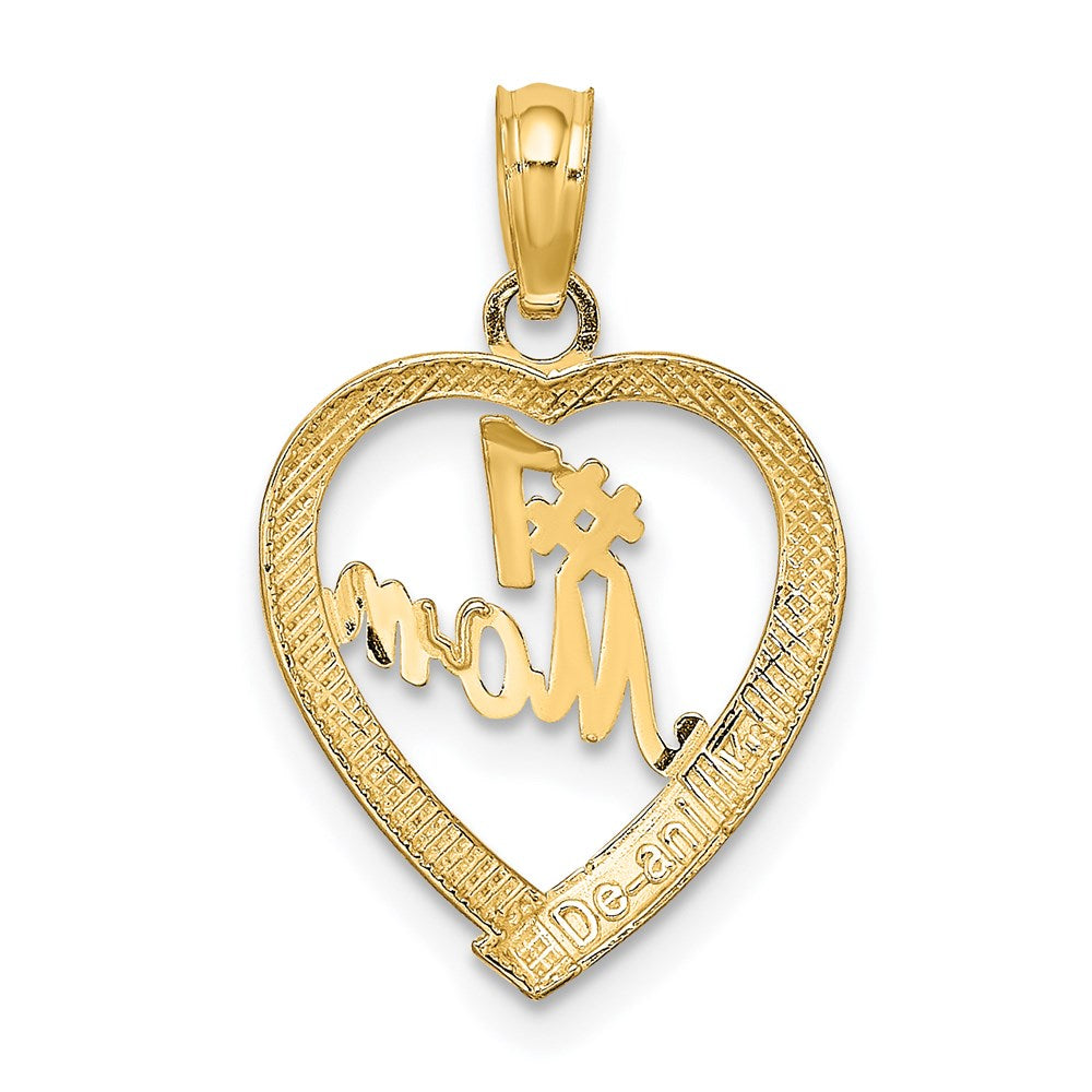 14K Yellow Gold #1 Mom In Heart Charm