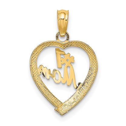 14K Yellow Gold #1 Mom In Heart Charm