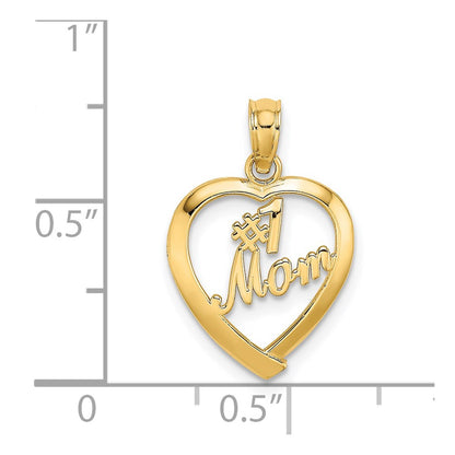 14K Yellow Gold #1 Mom In Heart Charm