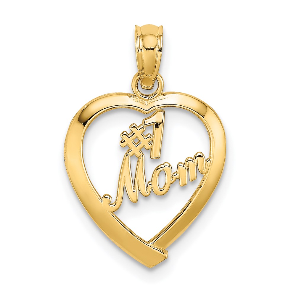 14K Yellow Gold #1 Mom In Heart Charm
