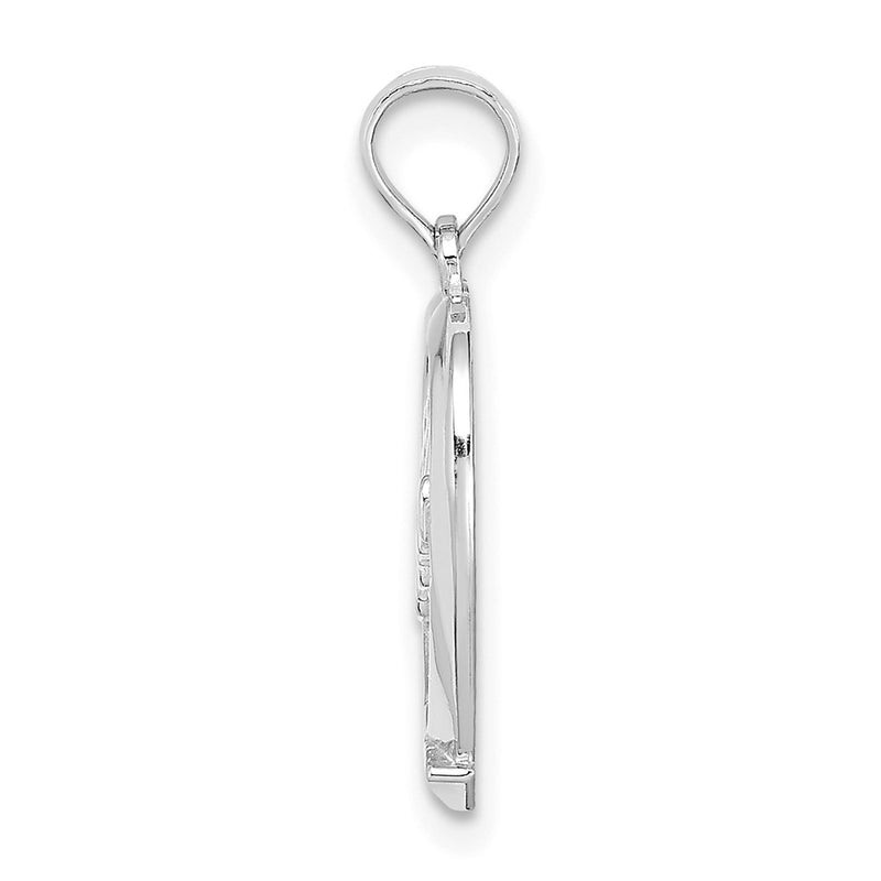 14K White Gold #1 Mom In Heart Pendant
