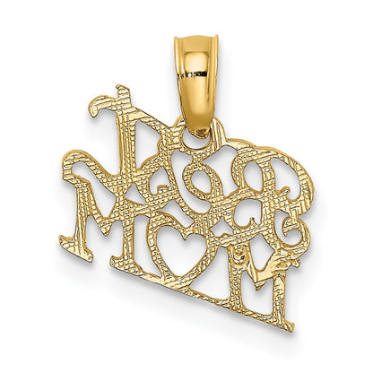 14K Yellow Gold Best Mom With Heart Charm