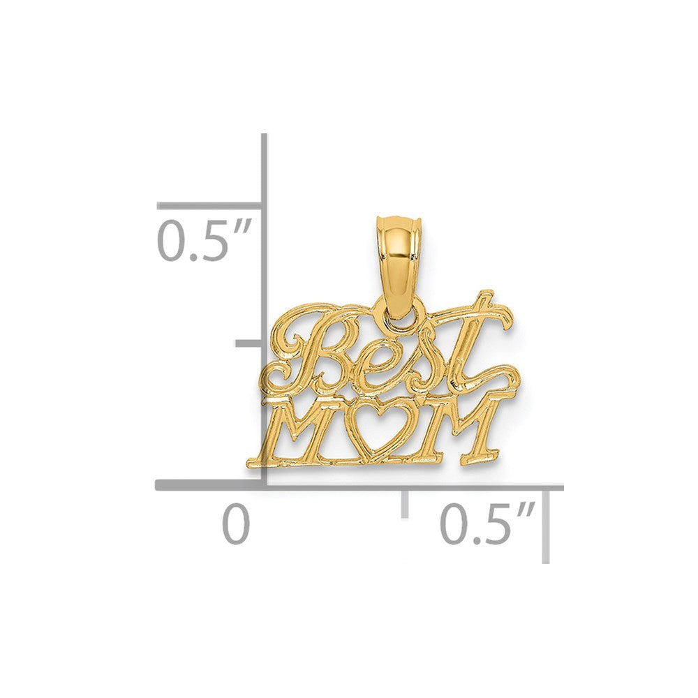 14K Yellow Gold Best Mom With Heart Charm