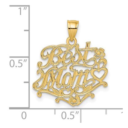 14K Yellow Gold Best Mom Charm