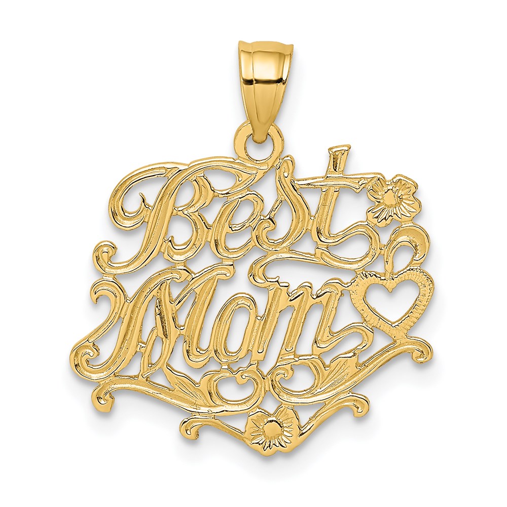 14K Yellow Gold Best Mom Charm