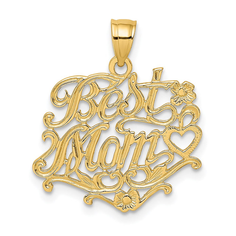 14K Yellow Gold Best Mom Charm