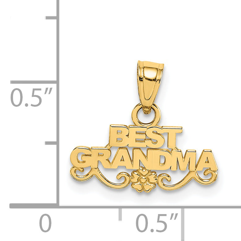 14K Yellow Gold Best Grandma Pendant