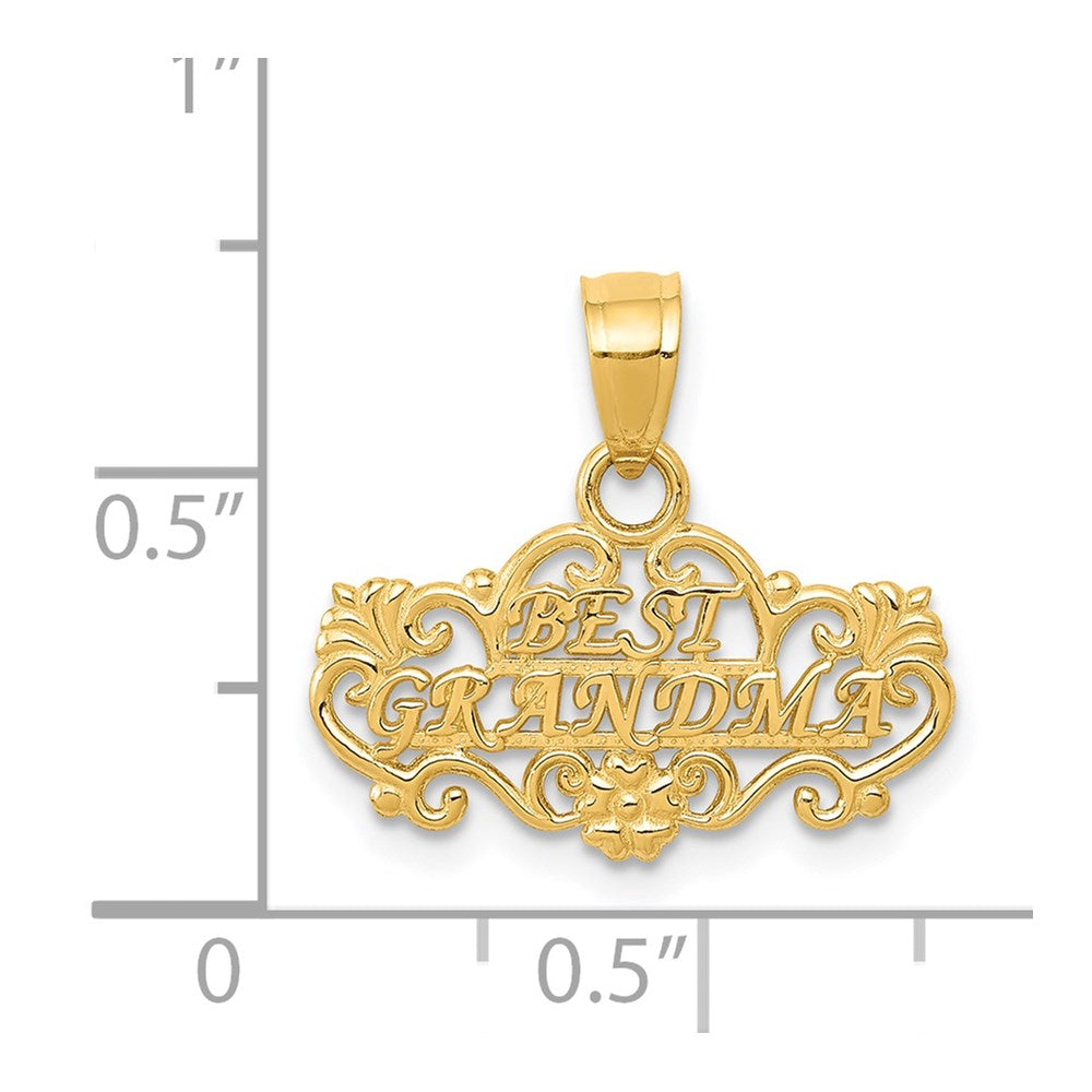14K Yellow Gold Best Grandma Pendant