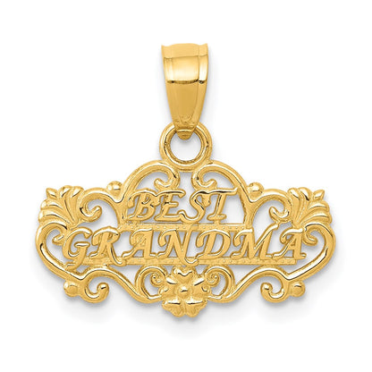 14K Yellow Gold Best Grandma Pendant