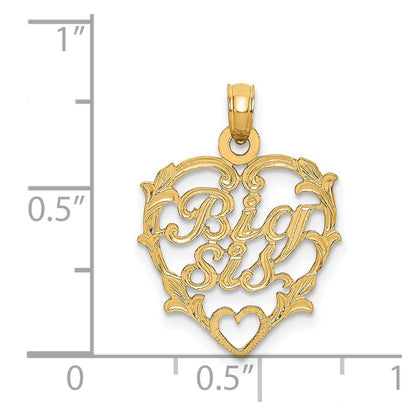 14K Yellow Gold Big Sis In Heart Charm