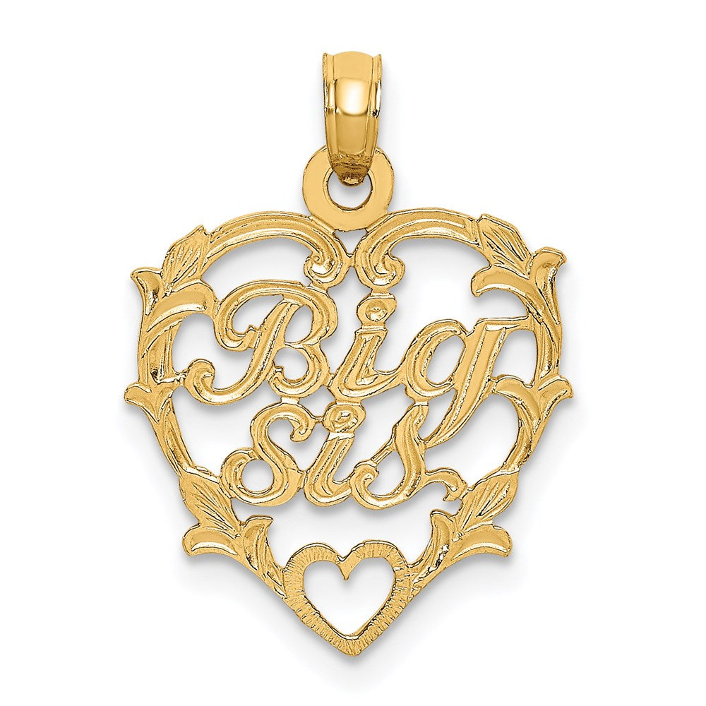 14K Yellow Gold Big Sis In Heart Charm