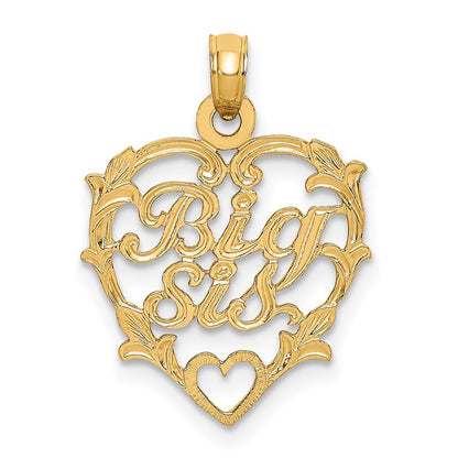 14K Yellow Gold Big Sis In Heart Charm