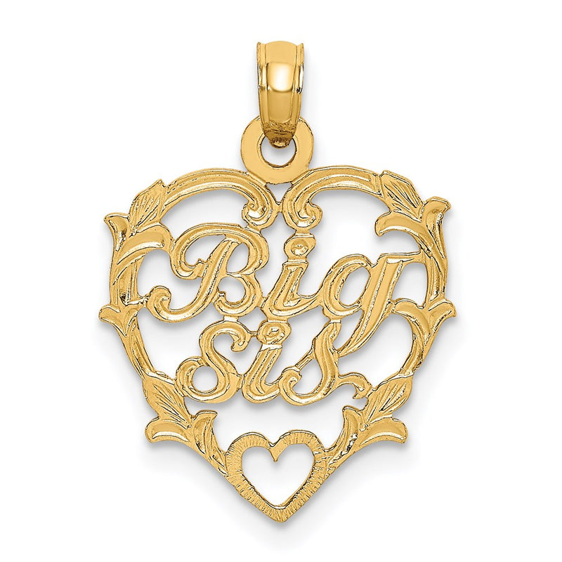 14K Yellow Gold Big Sis In Heart Charm