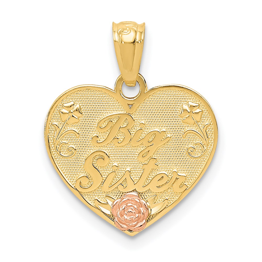 14K Two-Tone Big Sister Heart Pendant