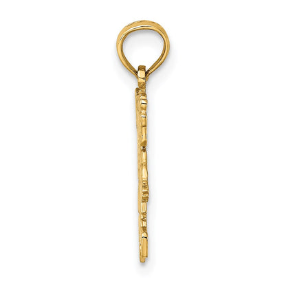 14K Yellow Gold Girl Waving With Flower On Blouse Charm