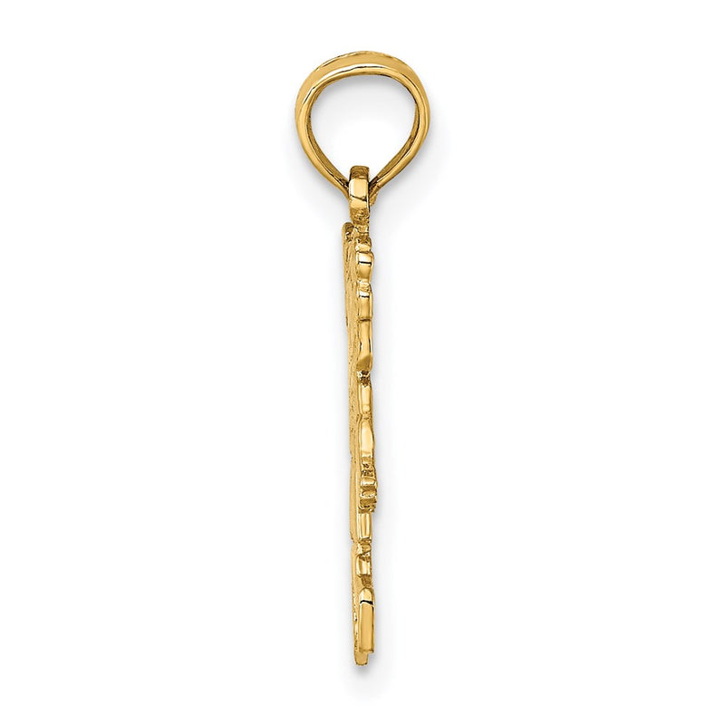14K Yellow Gold Girl Waving With Flower On Blouse Charm