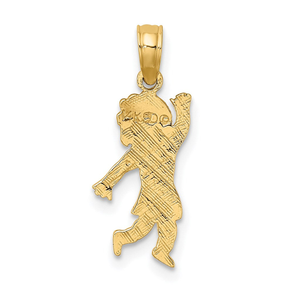 14K Yellow Gold Girl Waving With Flower On Blouse Charm