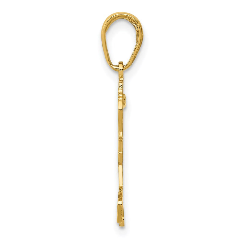 14K Yellow Gold Little Girl Walking With Flowers Pendant