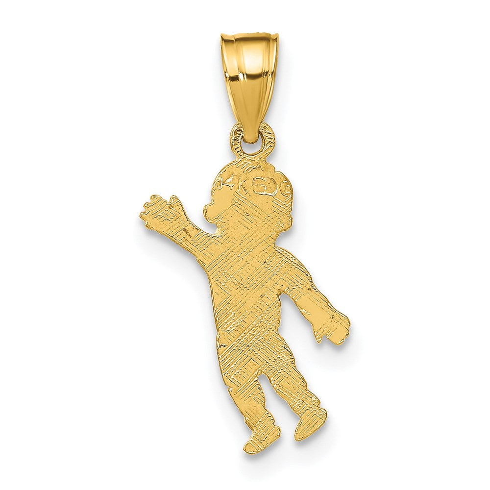 14K Yellow Gold Boy Waving With Heart On Pocket Charm