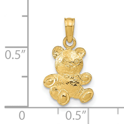 14K Yellow Gold Teddy Bear Pendant