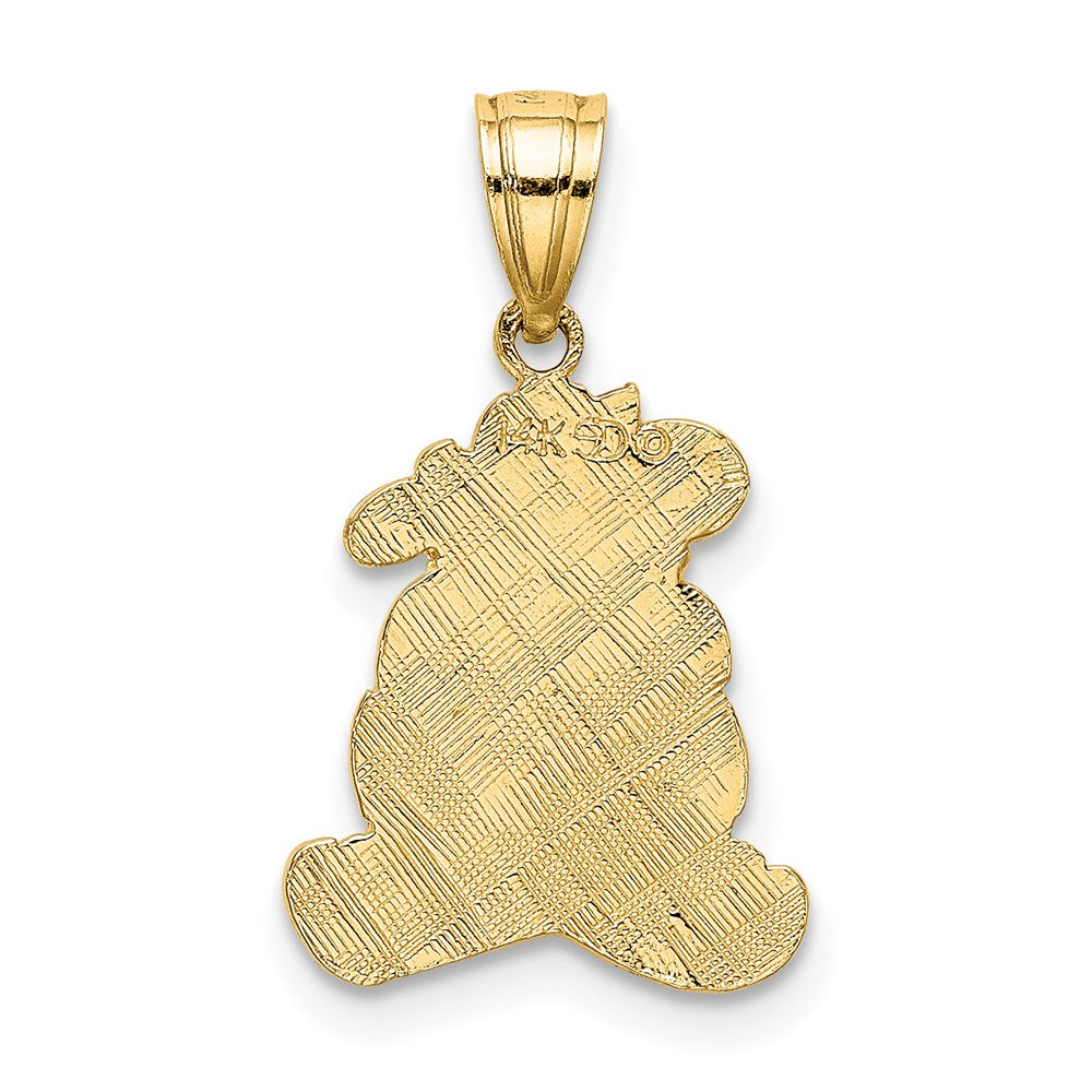 14K Yellow Gold Dressed Up Teddy Bear Charm