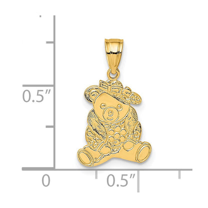 14K Yellow Gold Dressed Up Teddy Bear Charm