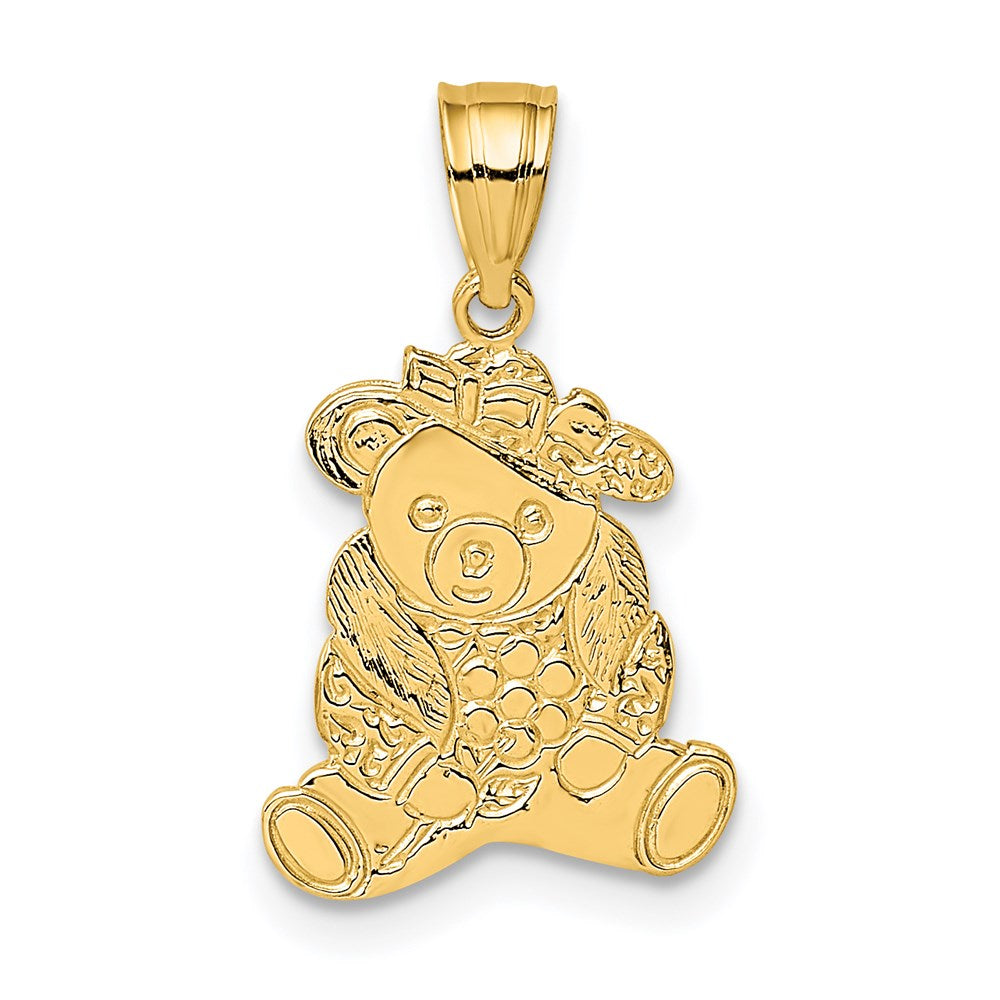 14K Yellow Gold Dressed Up Teddy Bear Charm