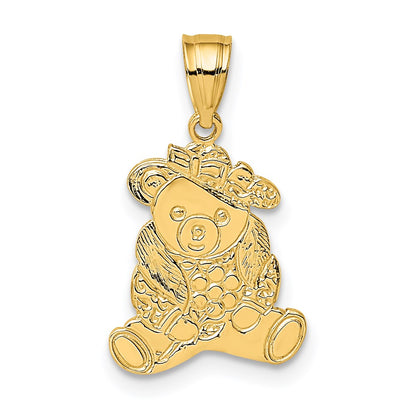 14K Yellow Gold Dressed Up Teddy Bear Charm