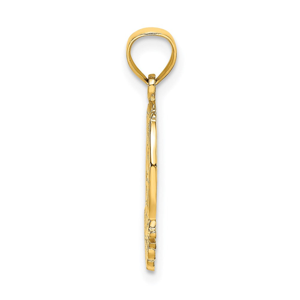 14K Yellow Gold Good Luck Horseshoe And Clover Charm