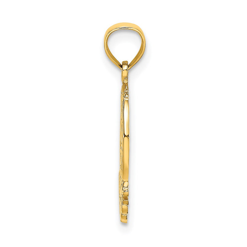 14K Yellow Gold Good Luck Horseshoe And Clover Charm