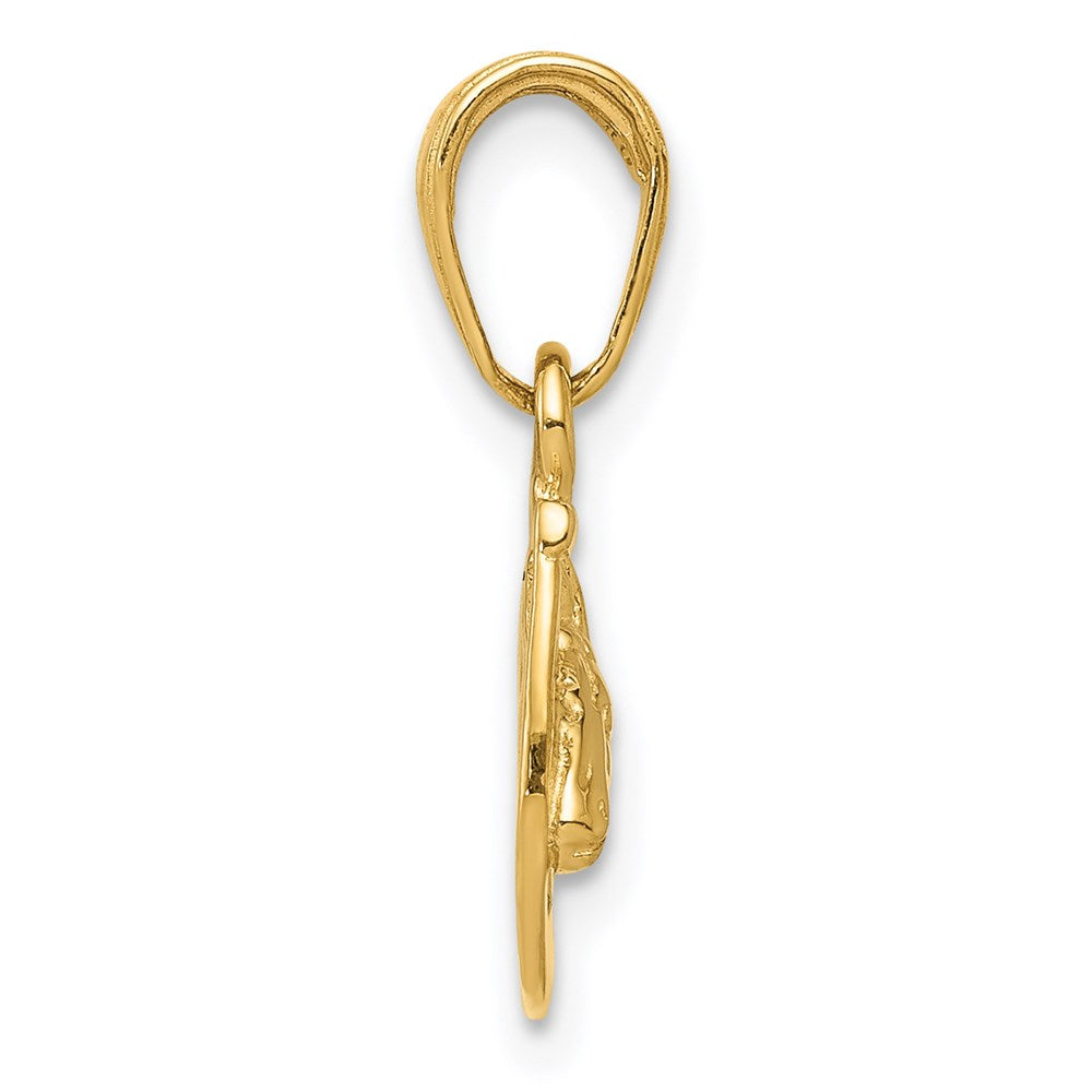 14K Yellow Gold Horseshoe With Horse Head Pendant