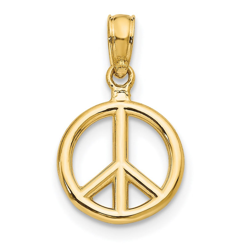 14K Yellow Gold Polished Peace Symbol Pendant