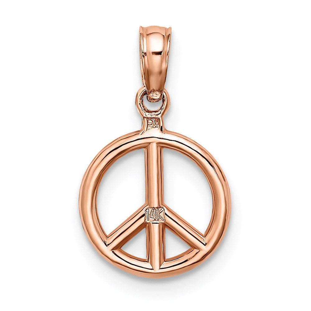 14K Rose Gold 3-D Peace Symbol Charm