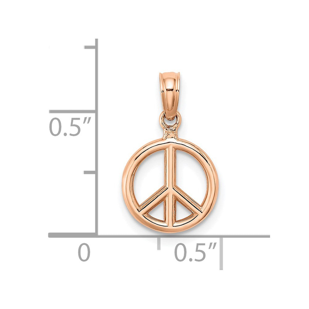 14K Rose Gold 3-D Peace Symbol Charm