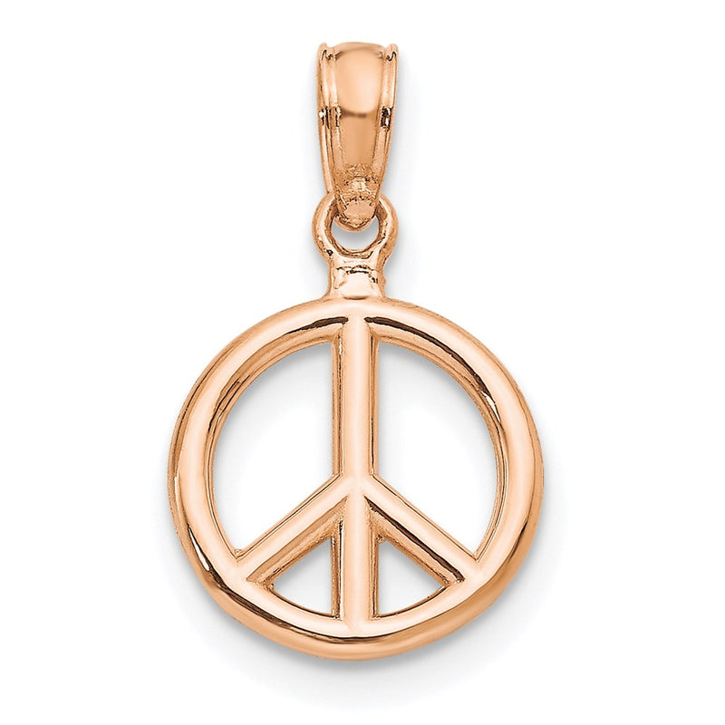 14K Rose Gold 3-D Peace Symbol Charm