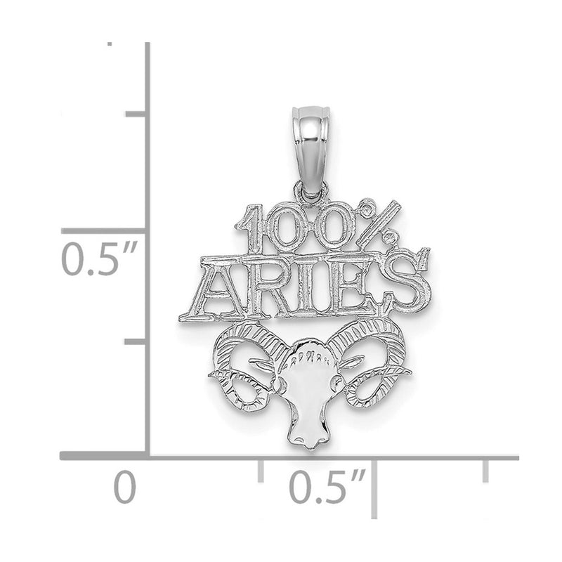 14K White Gold Wg 100% Aries Zodiac Charm