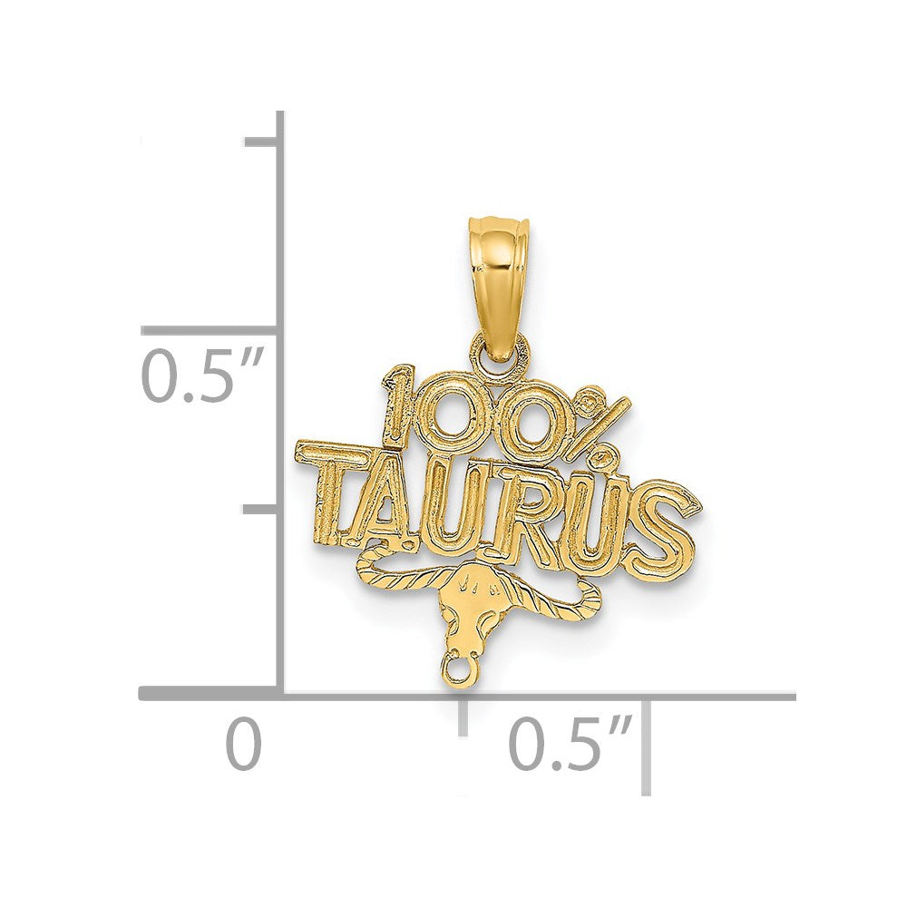 14K Yellow Gold 100% Taurus Zodiac Charm