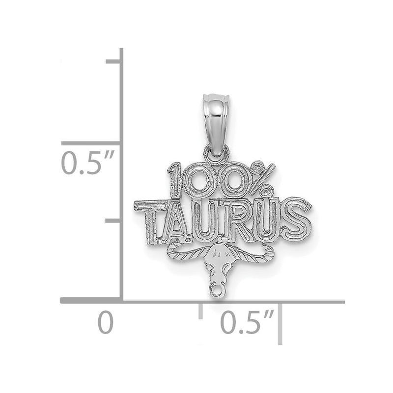 14K White Gold Wg 100% Taurus Zodiac Charm