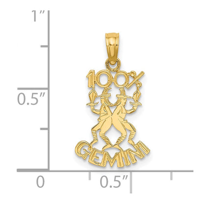 14K Yellow Gold 100% Gemini Zodiac Charm