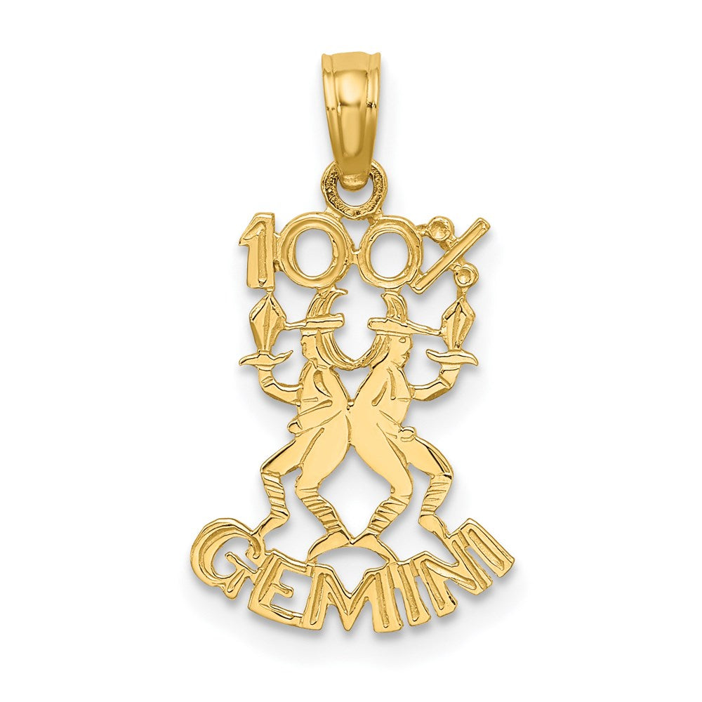 14K Yellow Gold 100% Gemini Zodiac Charm