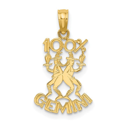 14K Yellow Gold 100% Gemini Zodiac Charm