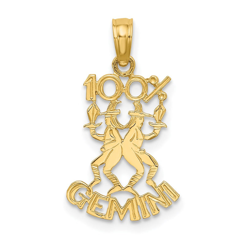 14K Yellow Gold 100% Gemini Zodiac Charm