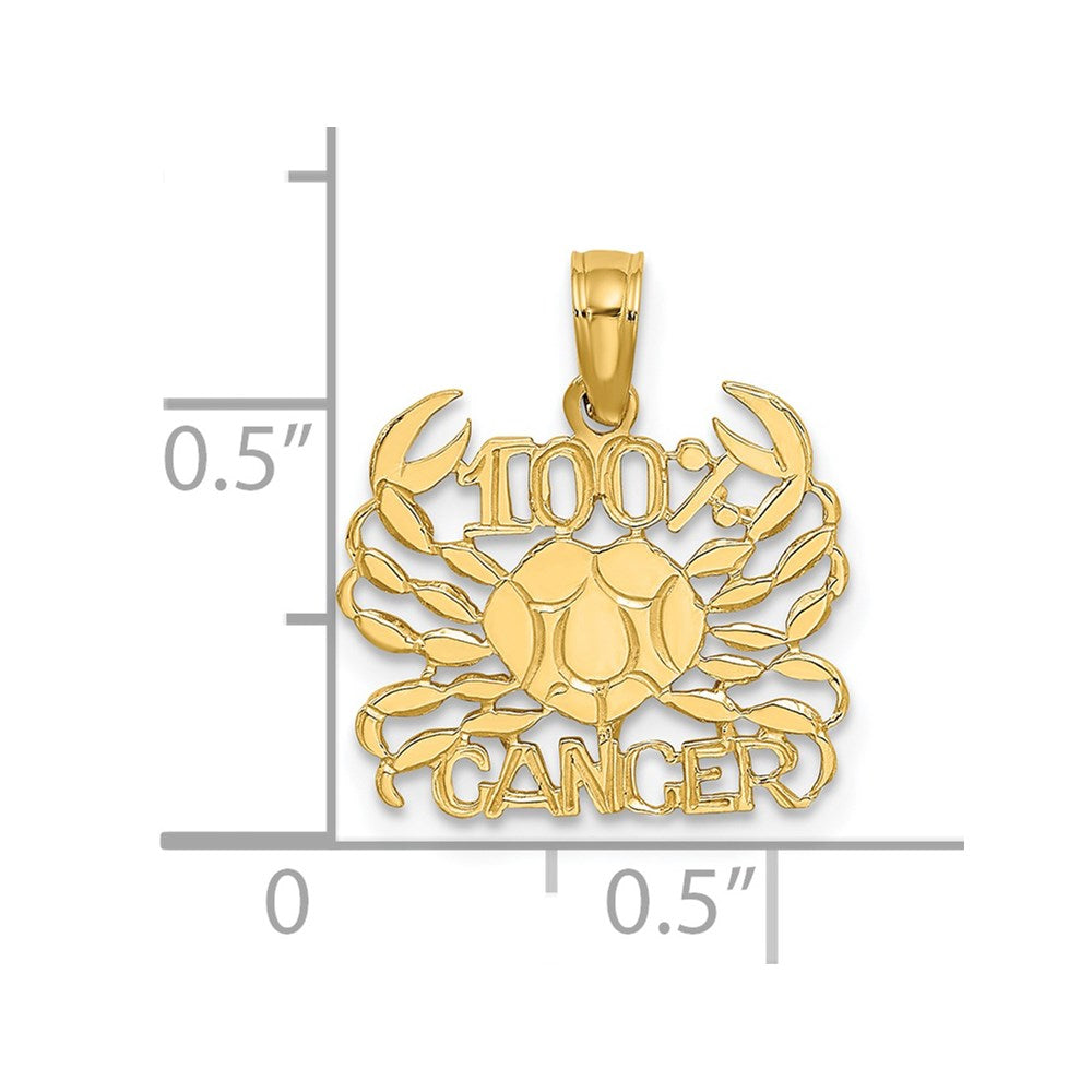 14K Yellow Gold 100% Cancer Zodiac Charm
